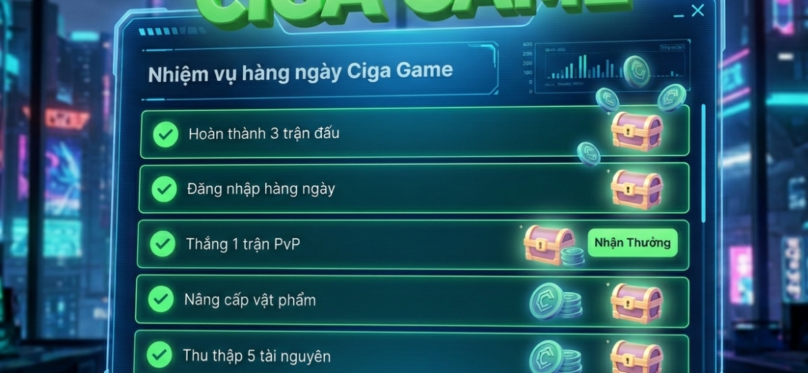 bảng nhiệm vụ hàng ngày ciga game